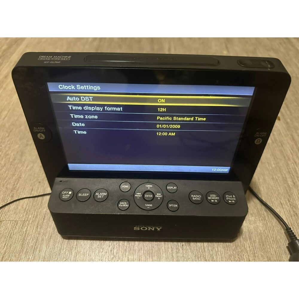 Sony Dream Machine ICF-CL75iP Clock Radio Black Alarm AM/FM iPod/iPhone Dock